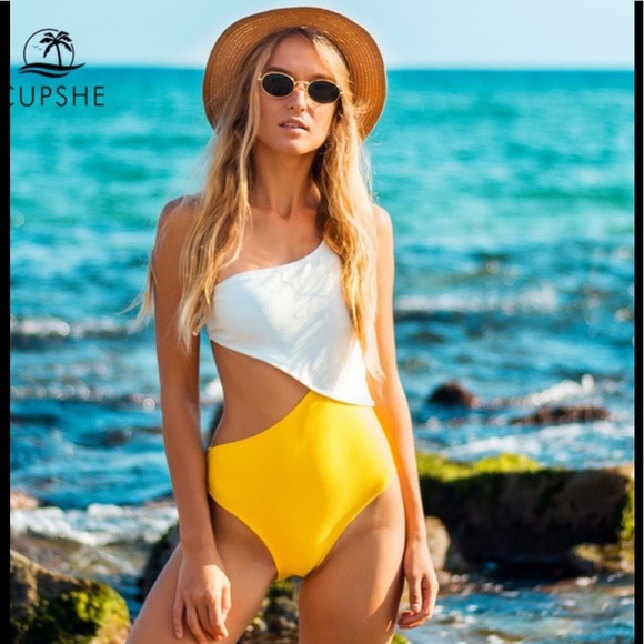 cupshe one shoulder one piece